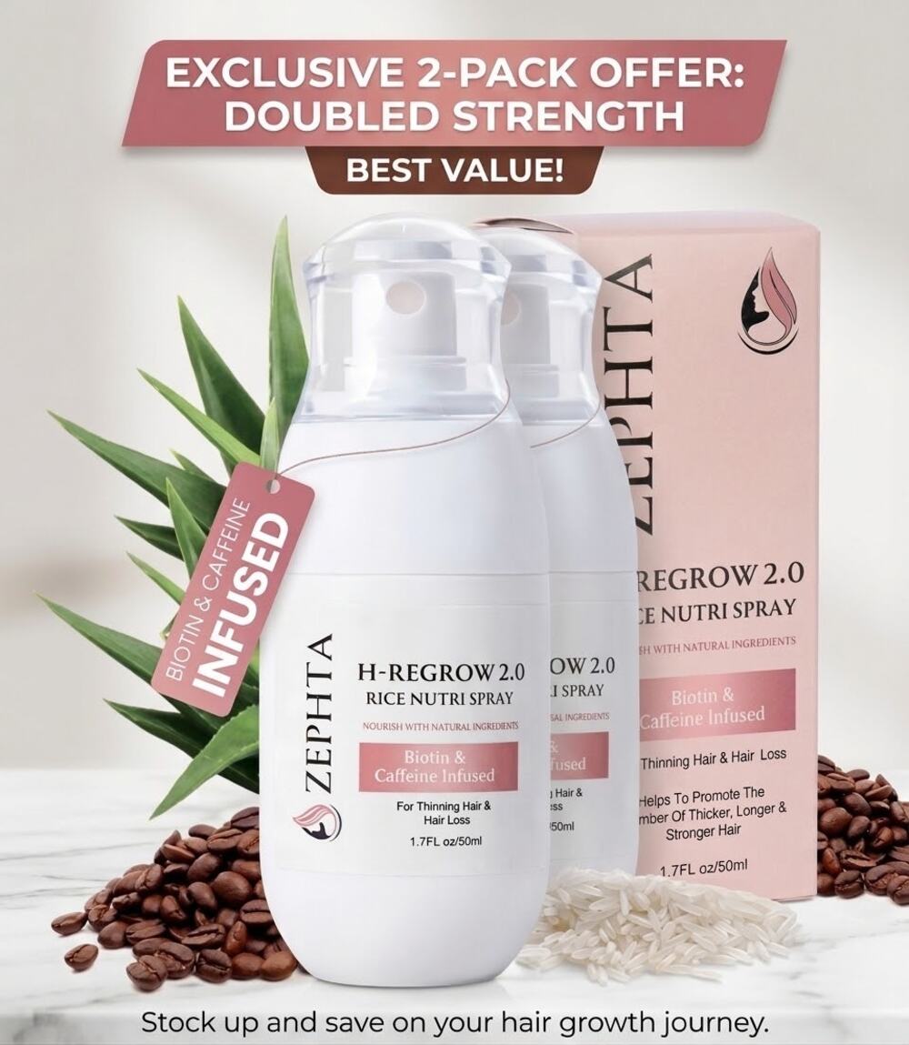 2pack-ZEPHTA H-REGROW 2.0 Rice Nutri Spray Biotin Caffeine  1.7 fl oz
